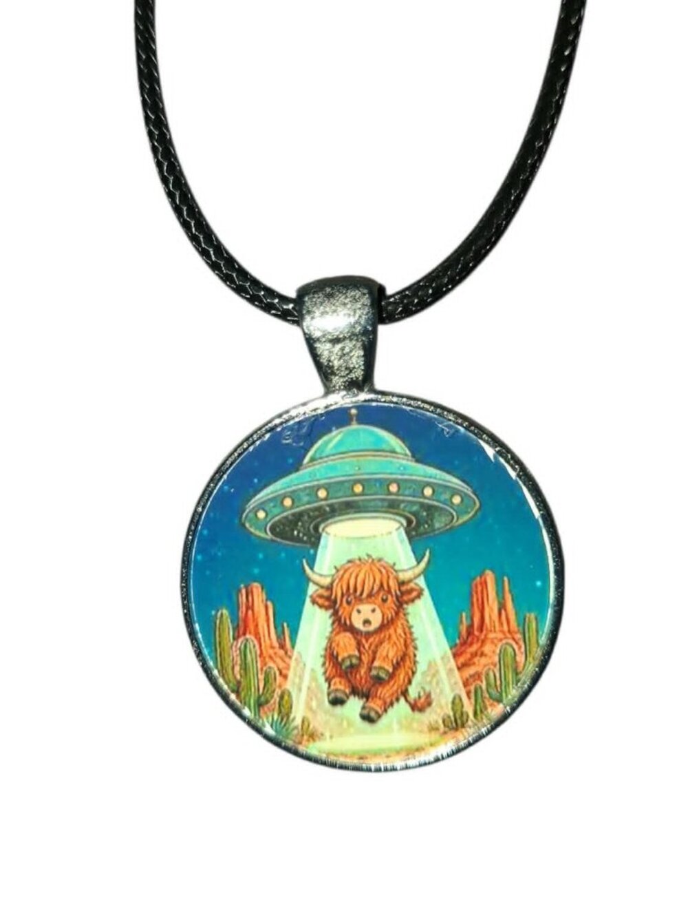 alien cow handmade pendant necklace